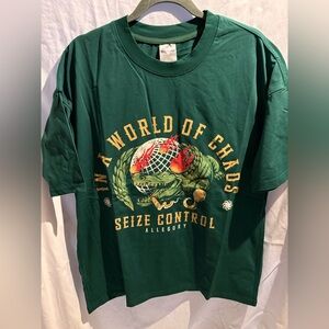 Allegory – Green Graphic T-Shirt – “In a World of Chaos” – S – NWOT